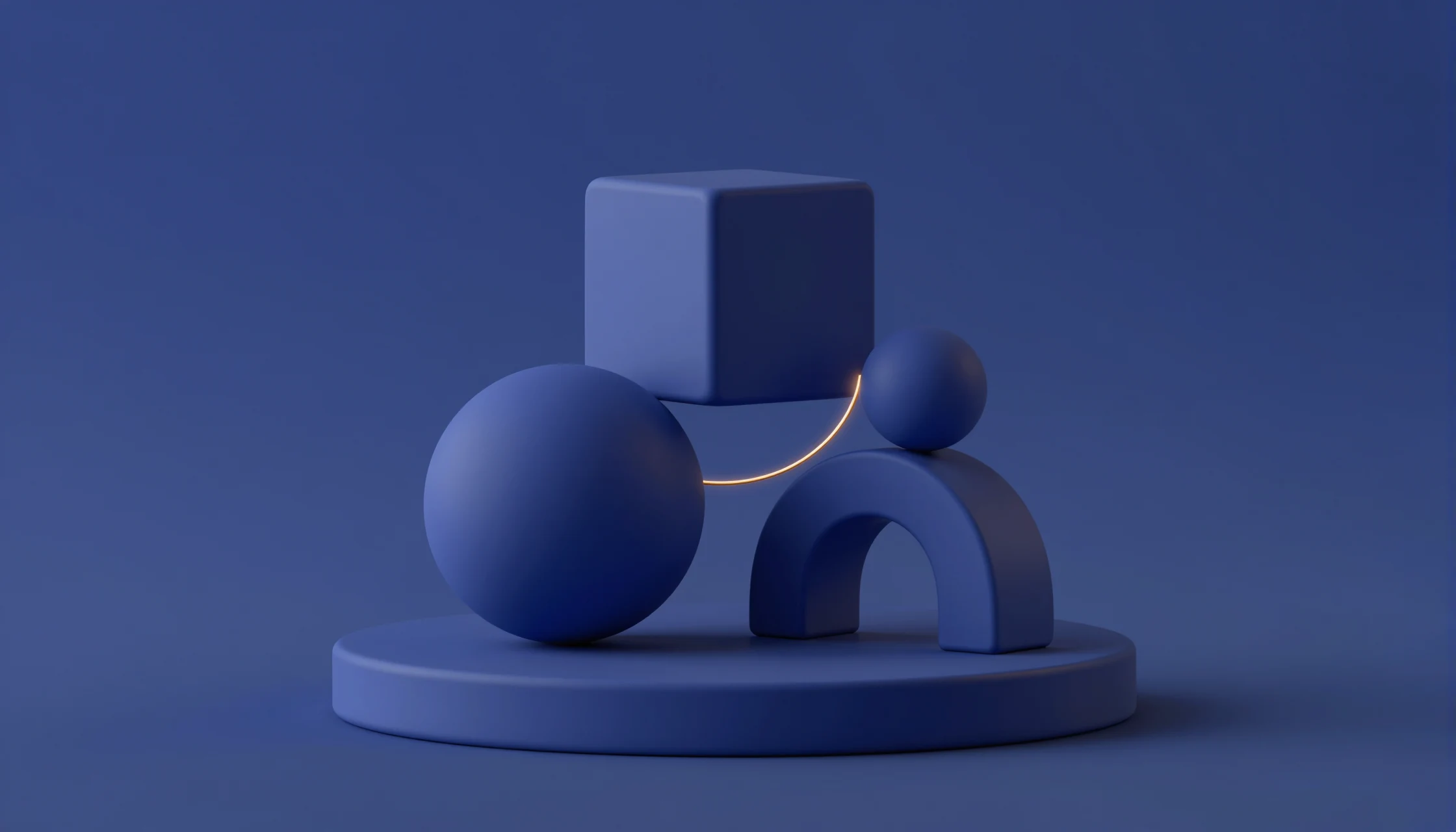 Bloques y formas abstractas sobre un pedestal